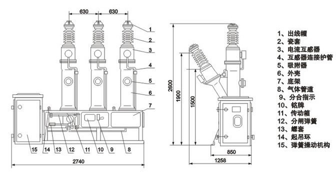 LW8-40.5型户外高压六氟化硫断路器