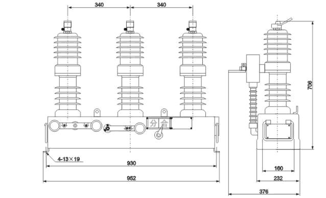 ZW32-12G型户外高压真空断路器—隔离开关组合电器